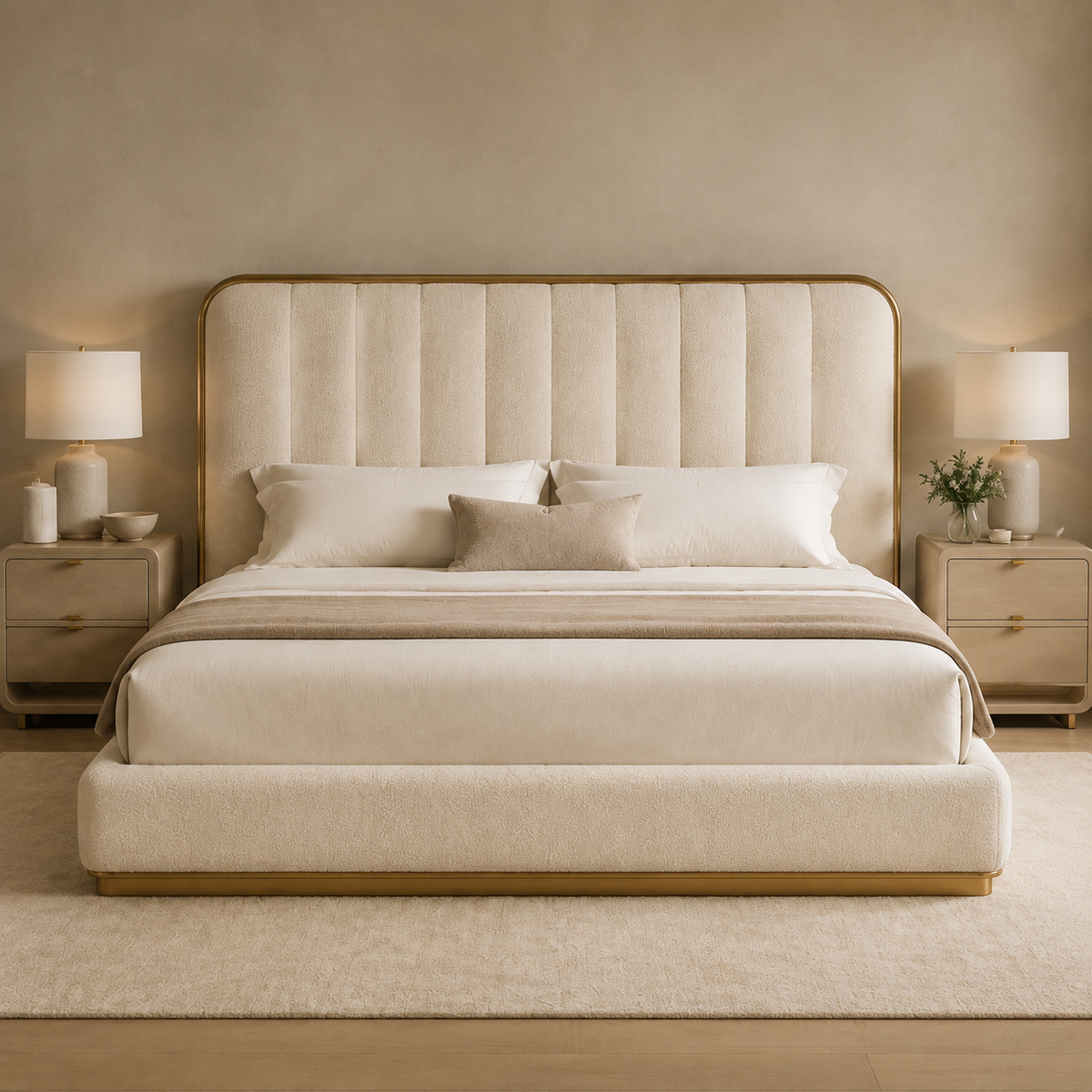 Aurora Luxe Bouclé Platform Bed