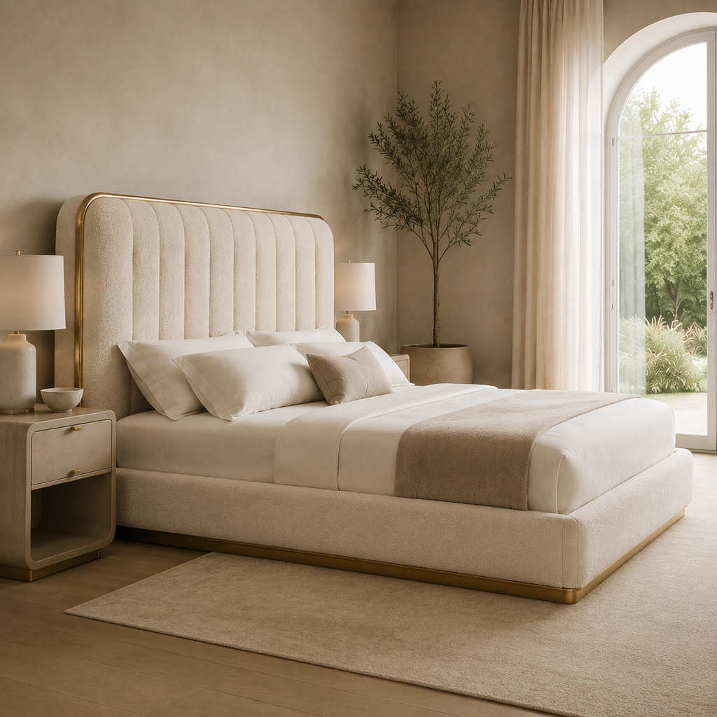 Aurora Luxe Bouclé Platform Bed