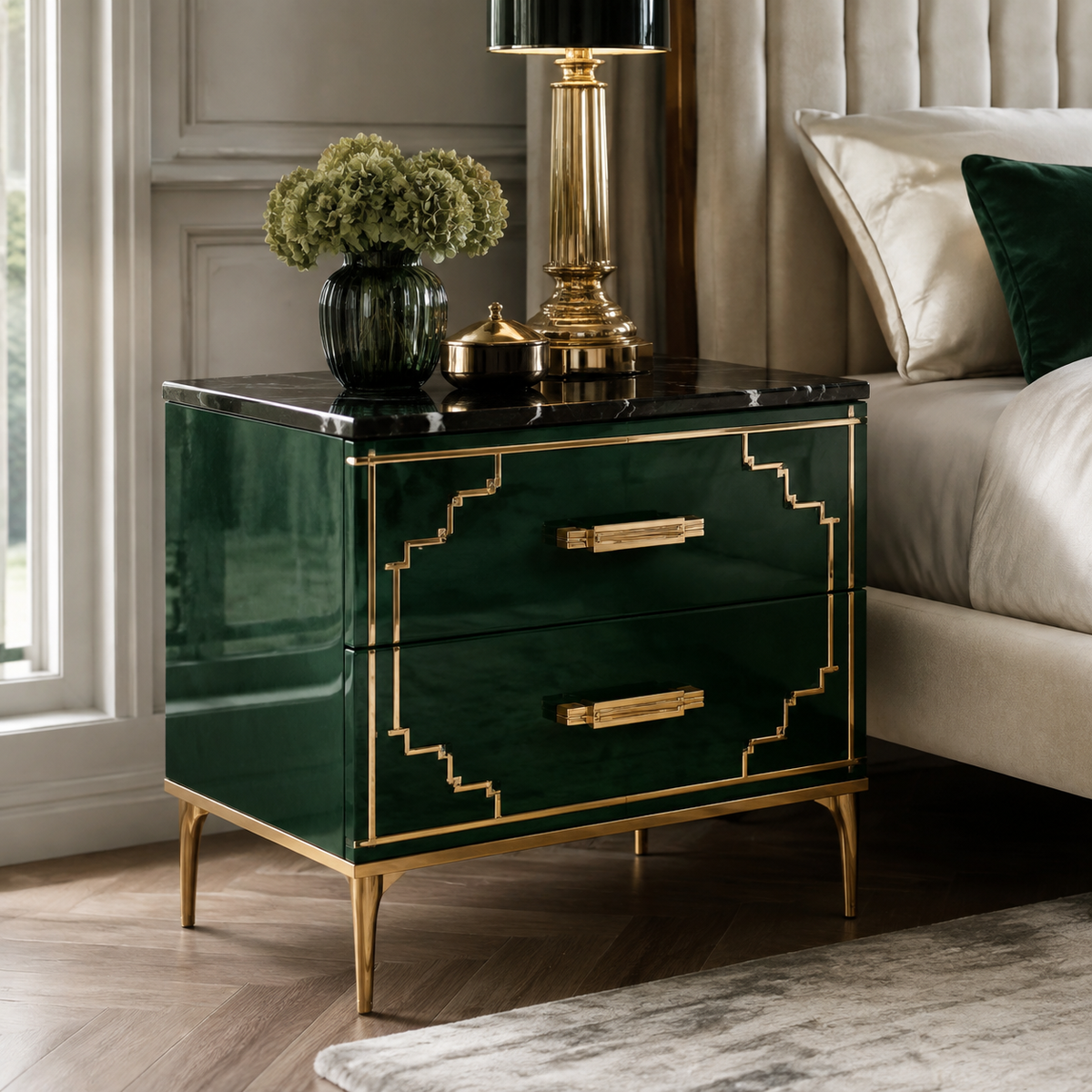 Obsidian Fluted Nightstand