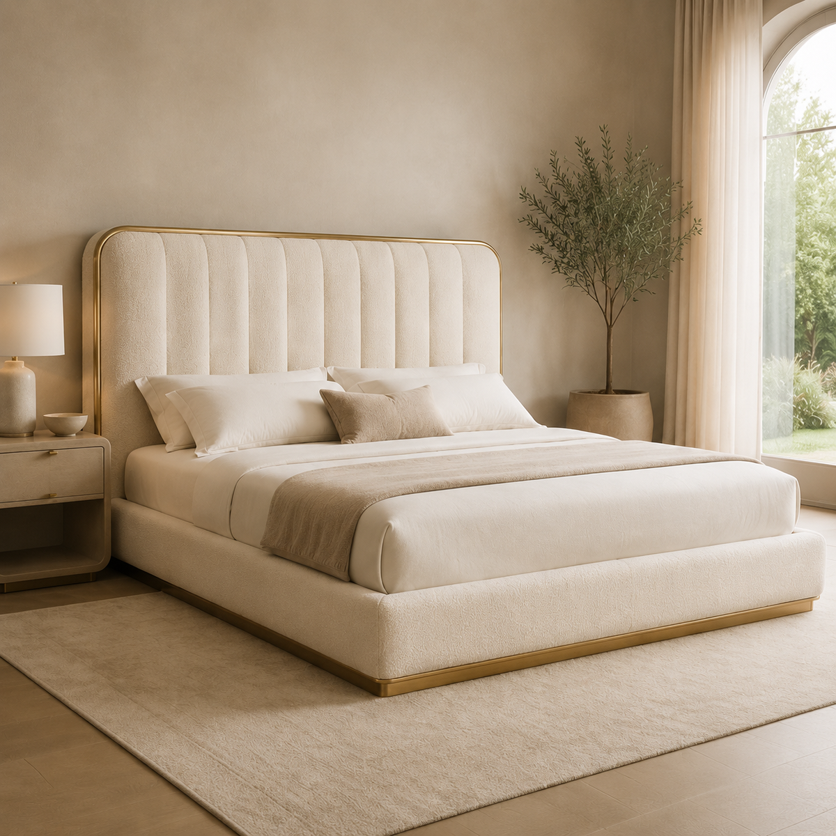 Aurora Luxe Bouclé Platform Bed