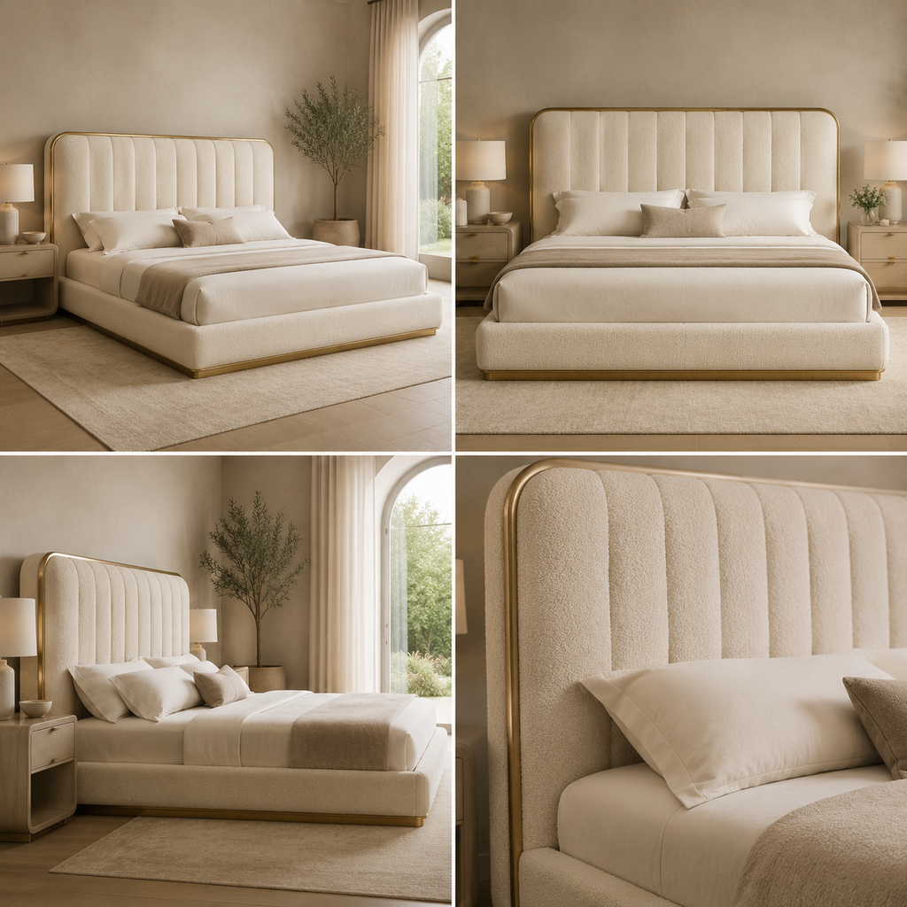 Aurora Luxe Bouclé Platform Bed