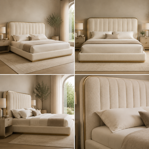 Aurora Luxe Bouclé Platform Bed